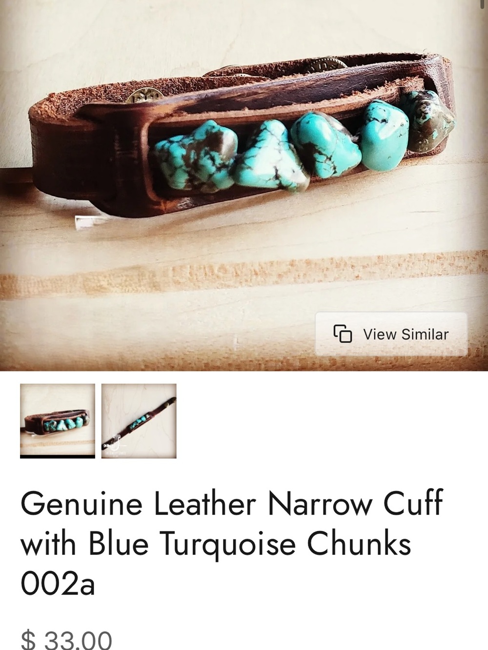 Boho Leather Cuff with Turquoise Stones